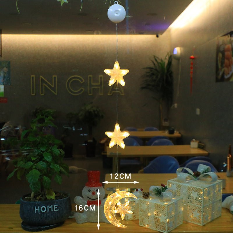 Christmas 3pcs LED Light Star Xmas Tree Hanging Sucker Lamp Window Ornaments Decoration For Home Xmas Navidad New Year Decor Christmas Decorations - OniVibe