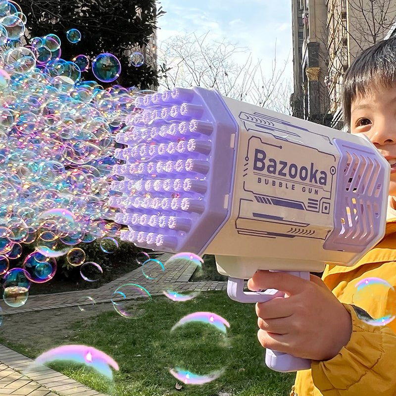 Bubble Gun Rocket 69 Holes Soap Bubbles Machine Gun Shape Automatic Blower With Light Toys For Kids Pomperos - OniVibe