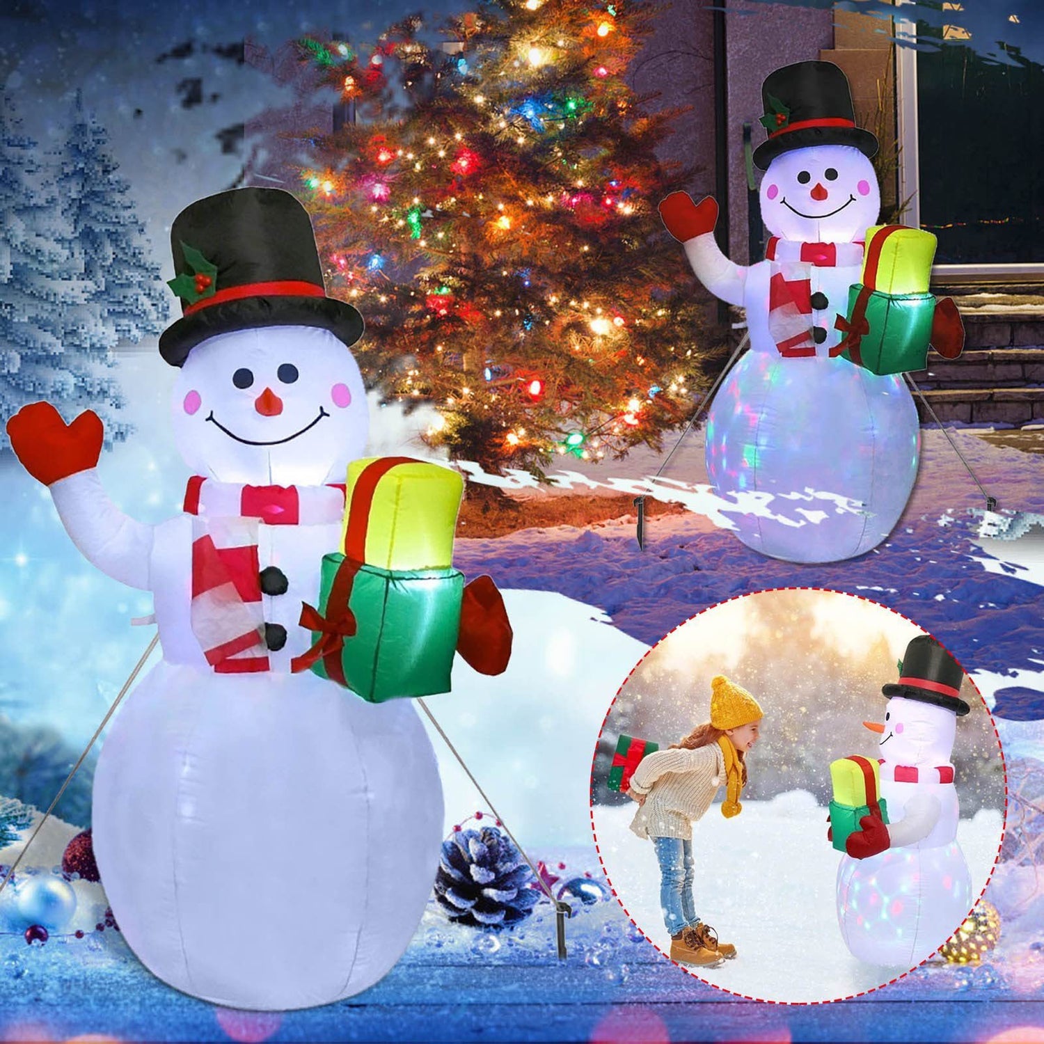 Christmas LED Lights Glowing Santa Tree Snowman Inflatable Doll – Perfect Outdoor Yard &amp; Garden Decor - OniVibe