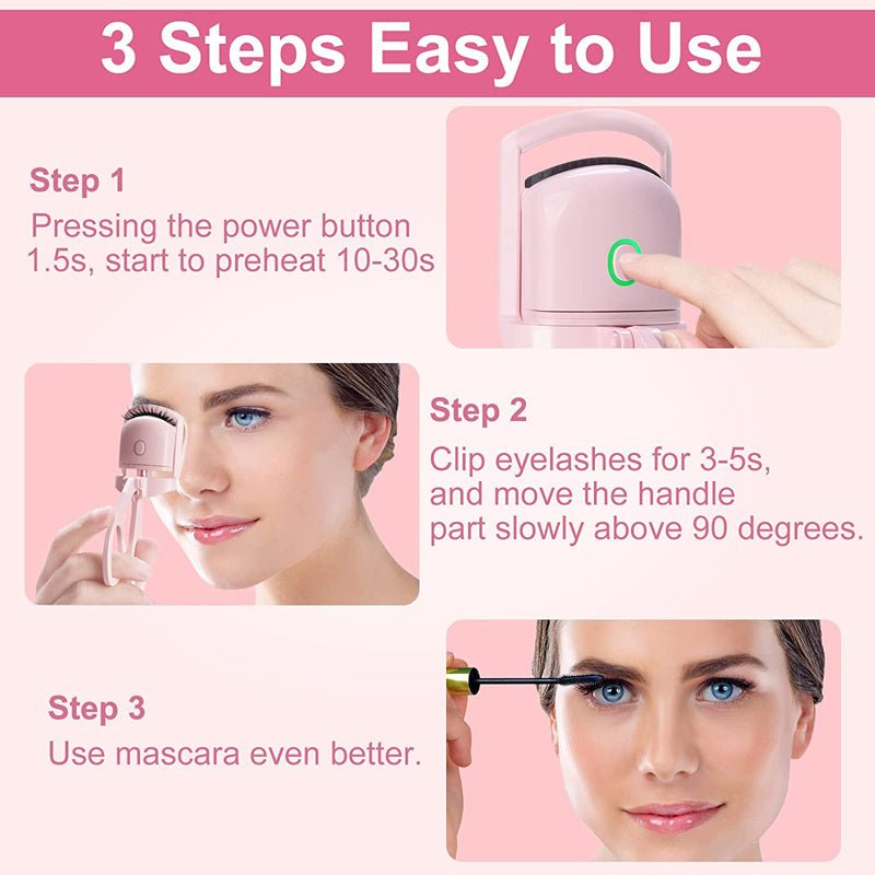 Eyelash Curler Portable Electric Heated Comb Eye Lash Long Lasting Eyelashes Curls Thermal Eyelash Curler Makeup Tools Heated Eyelash Curlers,Rechargeable Electric Eyelash Curler,Handheld Eyelash Heat - OniVibe