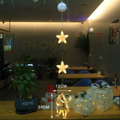 Christmas 3pcs LED Light Star Xmas Tree Hanging Sucker Lamp Window Ornaments Decoration For Home Xmas Navidad New Year Decor Christmas Decorations - OniVibe