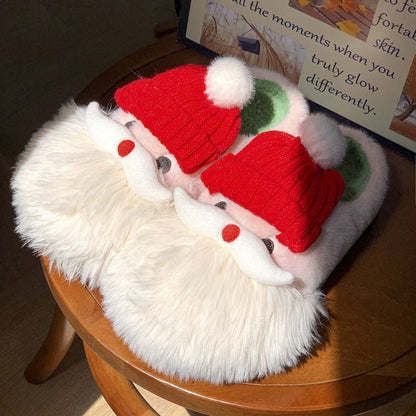 Cute Christmas Santa Claus Home Slippers Winter Warm Indoor Non - slip Floor Plush Shoes For Women - OniVibe