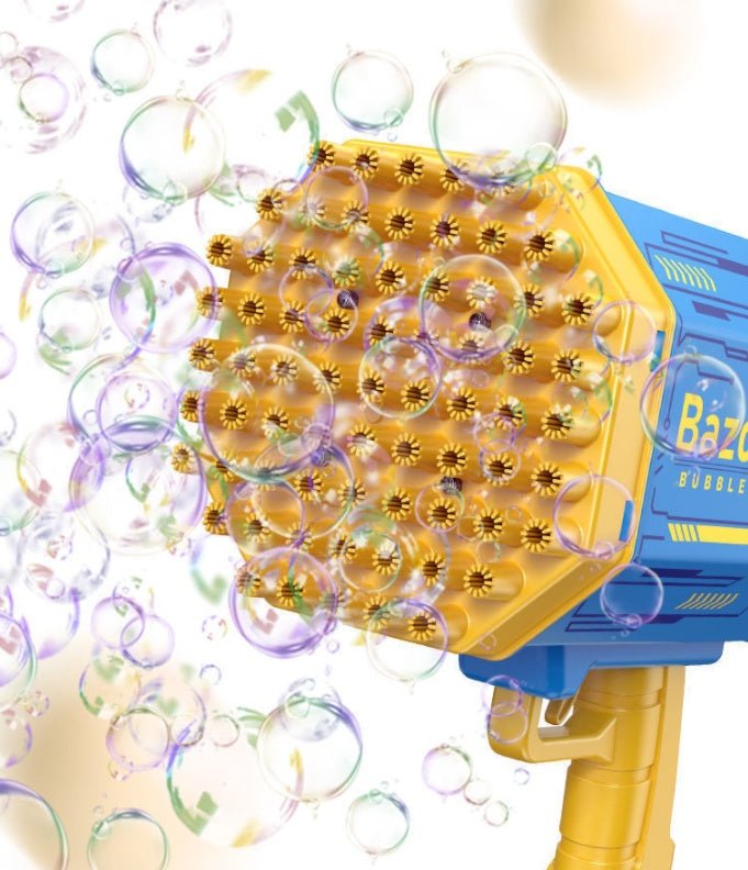 Bubble Gun Rocket 69 Holes Soap Bubbles Machine Gun Shape Automatic Blower With Light Toys For Kids Pomperos - OniVibe