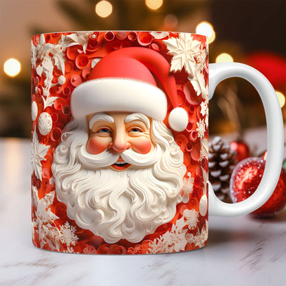 Christmas Theme Ceramic Mug – 3D Santa Claus Coffee Cup for Festive Cheer - OniVibe