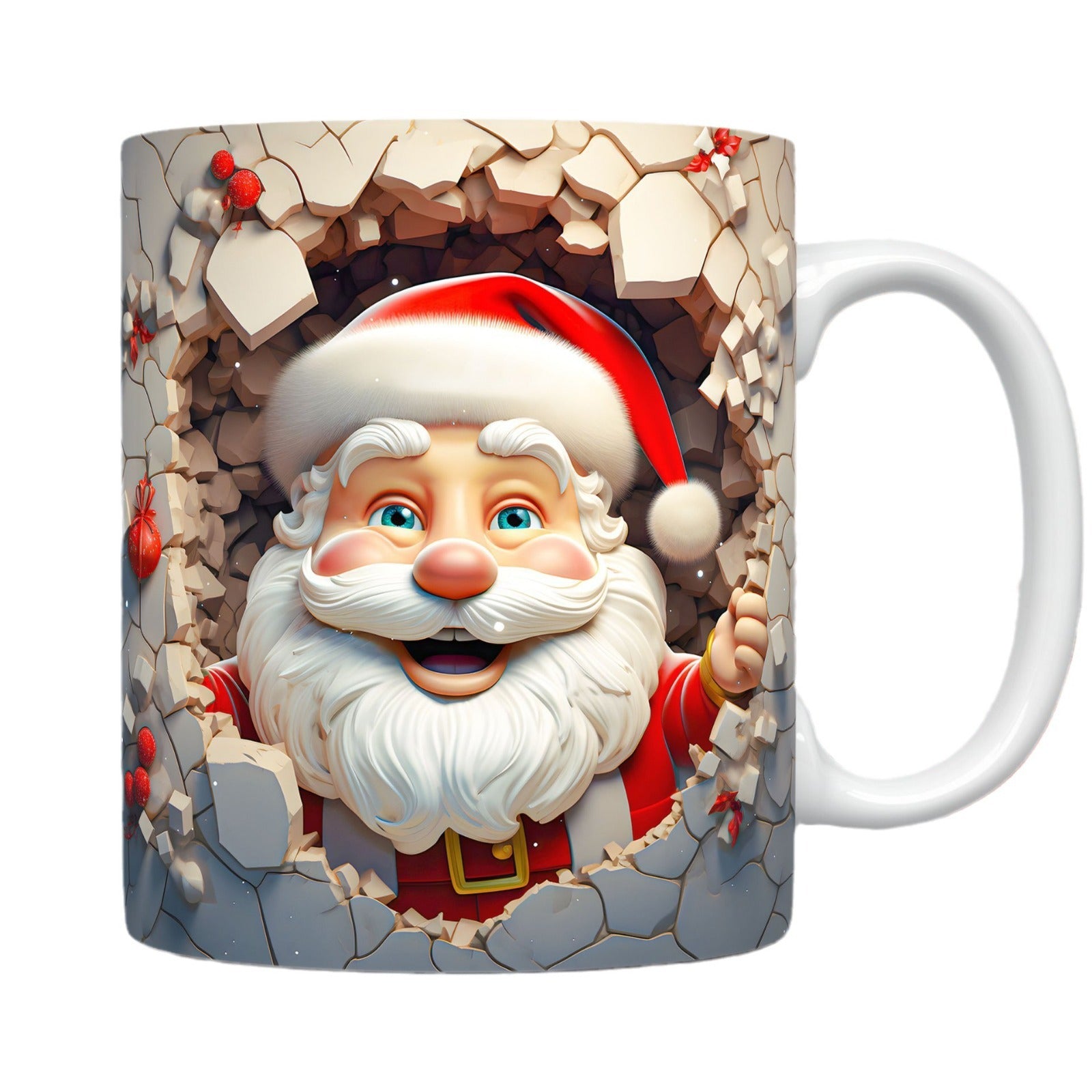 Christmas Theme Ceramic Mug – 3D Santa Claus Coffee Cup for Festive Cheer - OniVibe