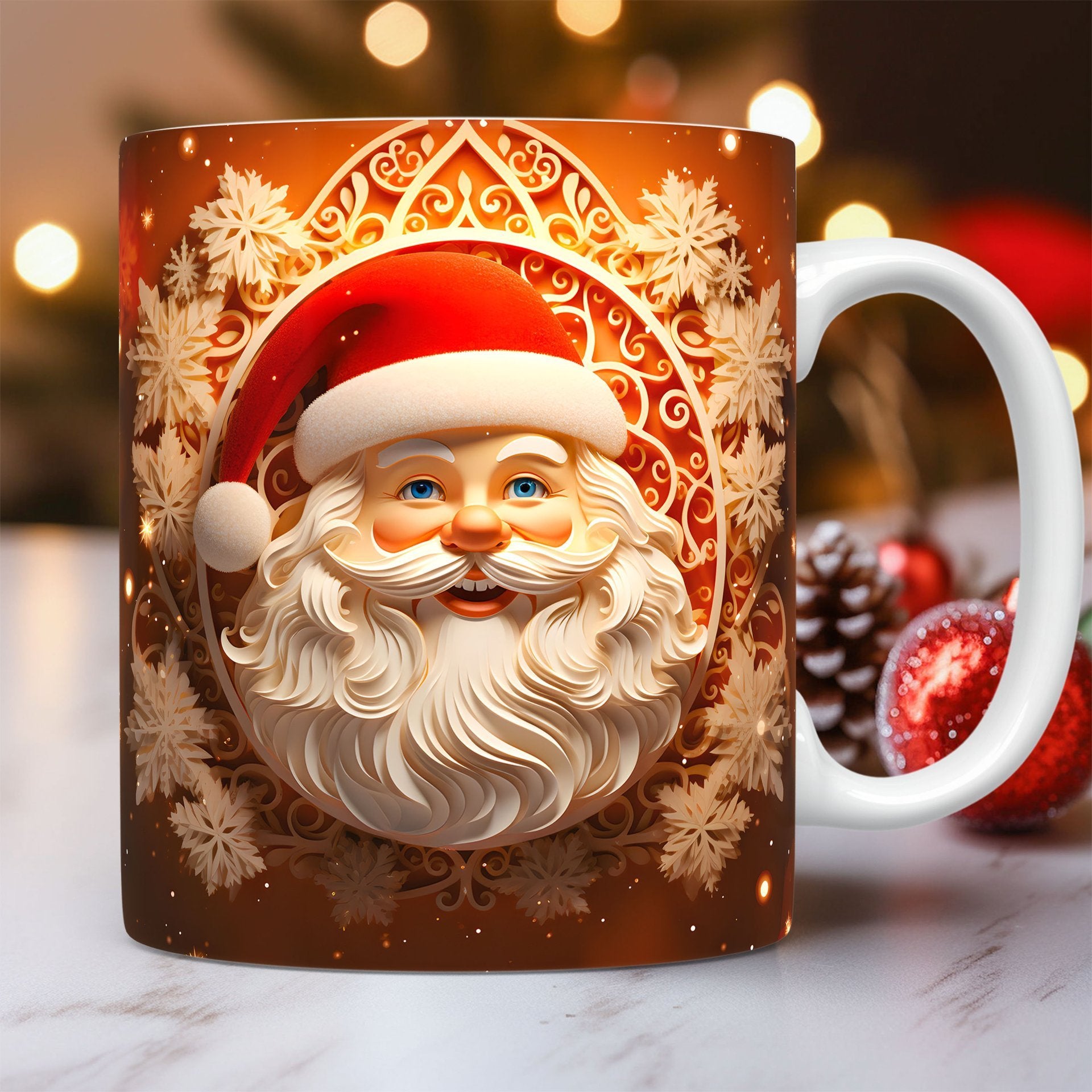 Christmas Theme Ceramic Mug – 3D Santa Claus Coffee Cup for Festive Cheer - OniVibe