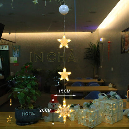 Christmas 3pcs LED Light Star Xmas Tree Hanging Sucker Lamp Window Ornaments Decoration For Home Xmas Navidad New Year Decor Christmas Decorations - OniVibe