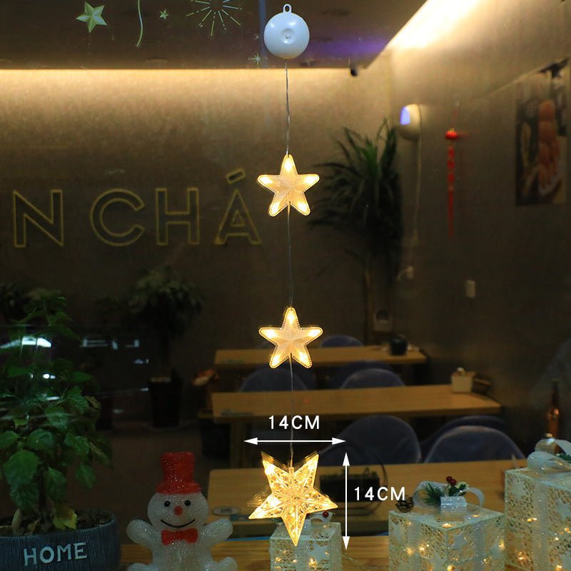 Christmas 3pcs LED Light Star Xmas Tree Hanging Sucker Lamp Window Ornaments Decoration For Home Xmas Navidad New Year Decor Christmas Decorations - OniVibe