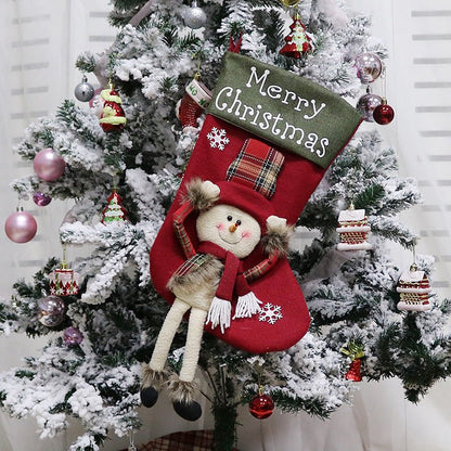 2024 New Year Xmas Big Stockings Set Decorations Christmas 3D Plush Big Sock Christmas Tree Pendant Decorating Supplies - OniVibe