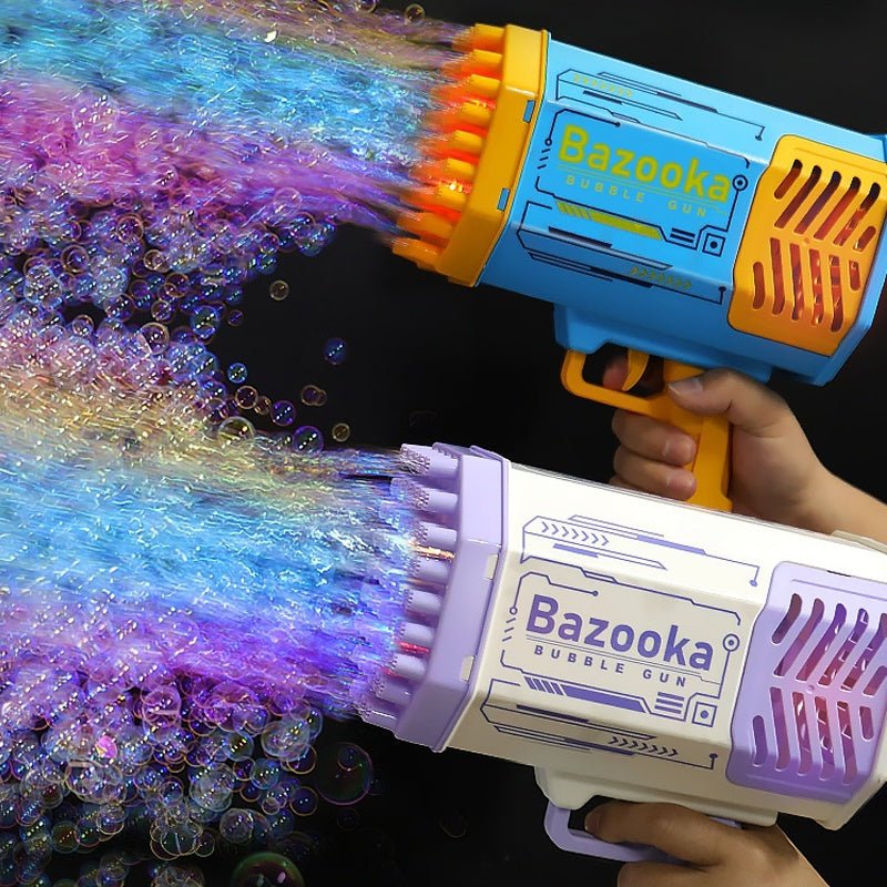 Bubble Gun Rocket 69 Holes Soap Bubbles Machine Gun Shape Automatic Blower With Light Toys For Kids Pomperos - OniVibe