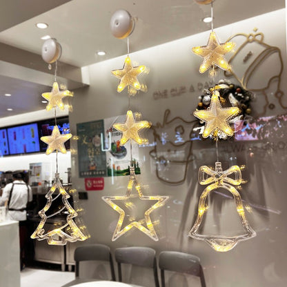 Christmas 3pcs LED Light Star Xmas Tree Hanging Sucker Lamp Window Ornaments Decoration For Home Xmas Navidad New Year Decor Christmas Decorations - OniVibe