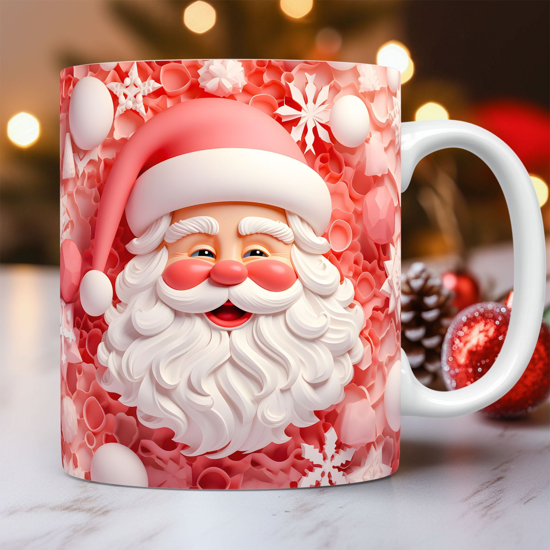 Christmas Theme Ceramic Mug – 3D Santa Claus Coffee Cup for Festive Cheer - OniVibe