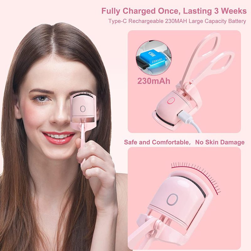 Eyelash Curler Portable Electric Heated Comb Eye Lash Long Lasting Eyelashes Curls Thermal Eyelash Curler Makeup Tools Heated Eyelash Curlers,Rechargeable Electric Eyelash Curler,Handheld Eyelash Heat - OniVibe