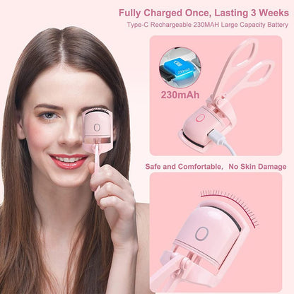 Eyelash Curler Portable Electric Heated Comb Eye Lash Long Lasting Eyelashes Curls Thermal Eyelash Curler Makeup Tools Heated Eyelash Curlers,Rechargeable Electric Eyelash Curler,Handheld Eyelash Heat - OniVibe