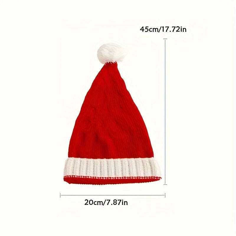 New Knitted Christmas Hat with Fur Ball – Cozy &amp; Festive for Winter Celebrations