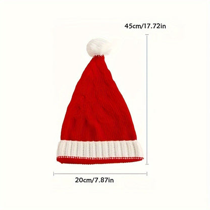 New Knitted Christmas Hat with Fur Ball – Cozy &amp; Festive for Winter Celebrations