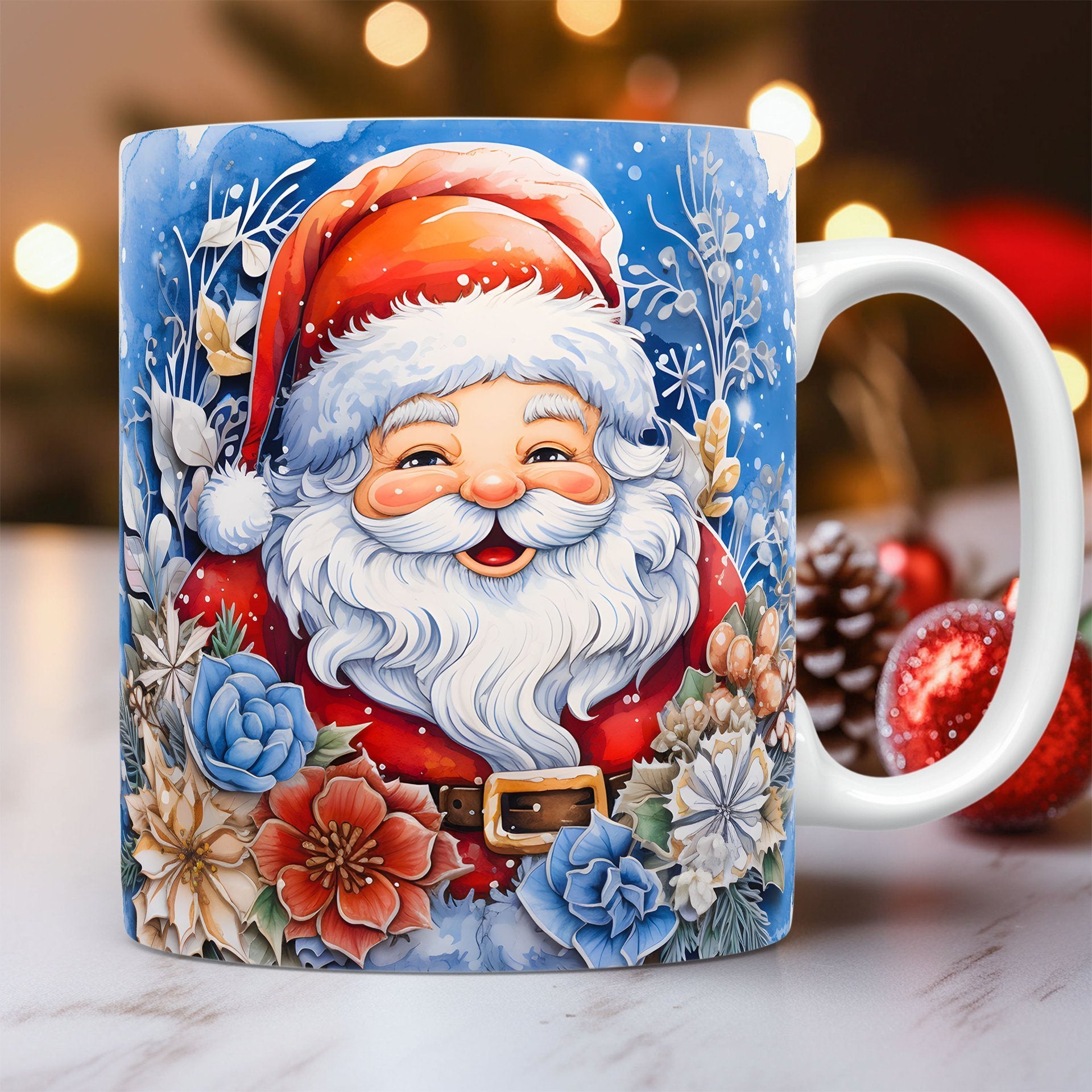 Christmas Theme Ceramic Mug – 3D Santa Claus Coffee Cup for Festive Cheer - OniVibe