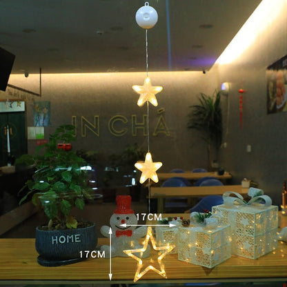 Christmas 3pcs LED Light Star Xmas Tree Hanging Sucker Lamp Window Ornaments Decoration For Home Xmas Navidad New Year Decor Christmas Decorations - OniVibe