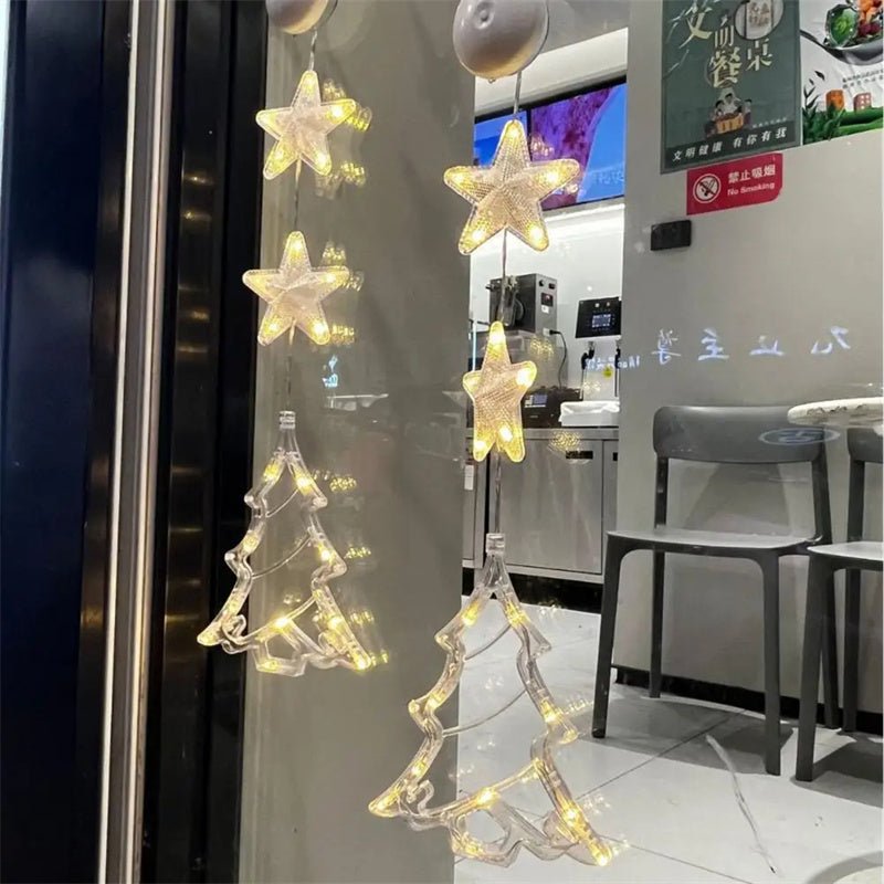 Christmas 3pcs LED Light Star Xmas Tree Hanging Sucker Lamp Window Ornaments Decoration For Home Xmas Navidad New Year Decor Christmas Decorations - OniVibe