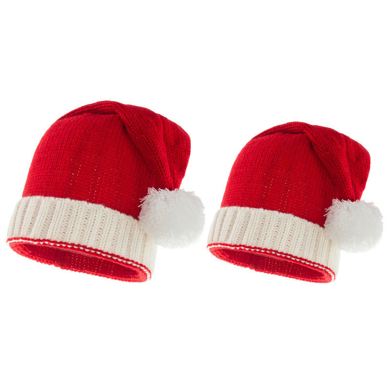 New Knitted Christmas Hat with Fur Ball – Cozy &amp; Festive for Winter Celebrations