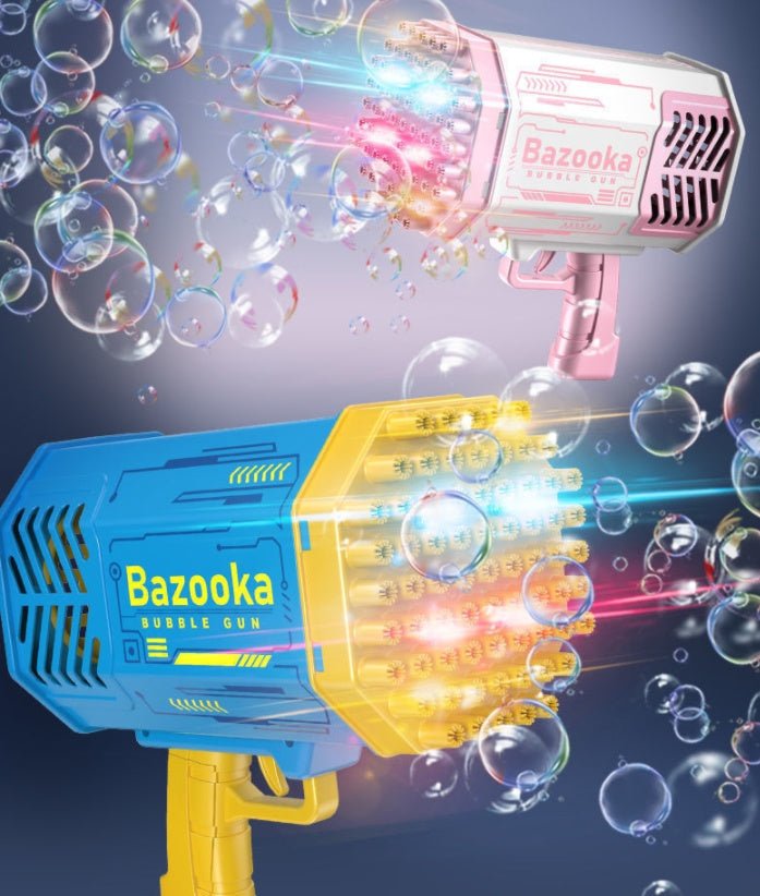 Bubble Gun Rocket 69 Holes Soap Bubbles Machine Gun Shape Automatic Blower With Light Toys For Kids Pomperos - OniVibe